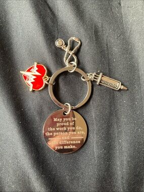 Medical-themed Keyring with Red Heart Charm